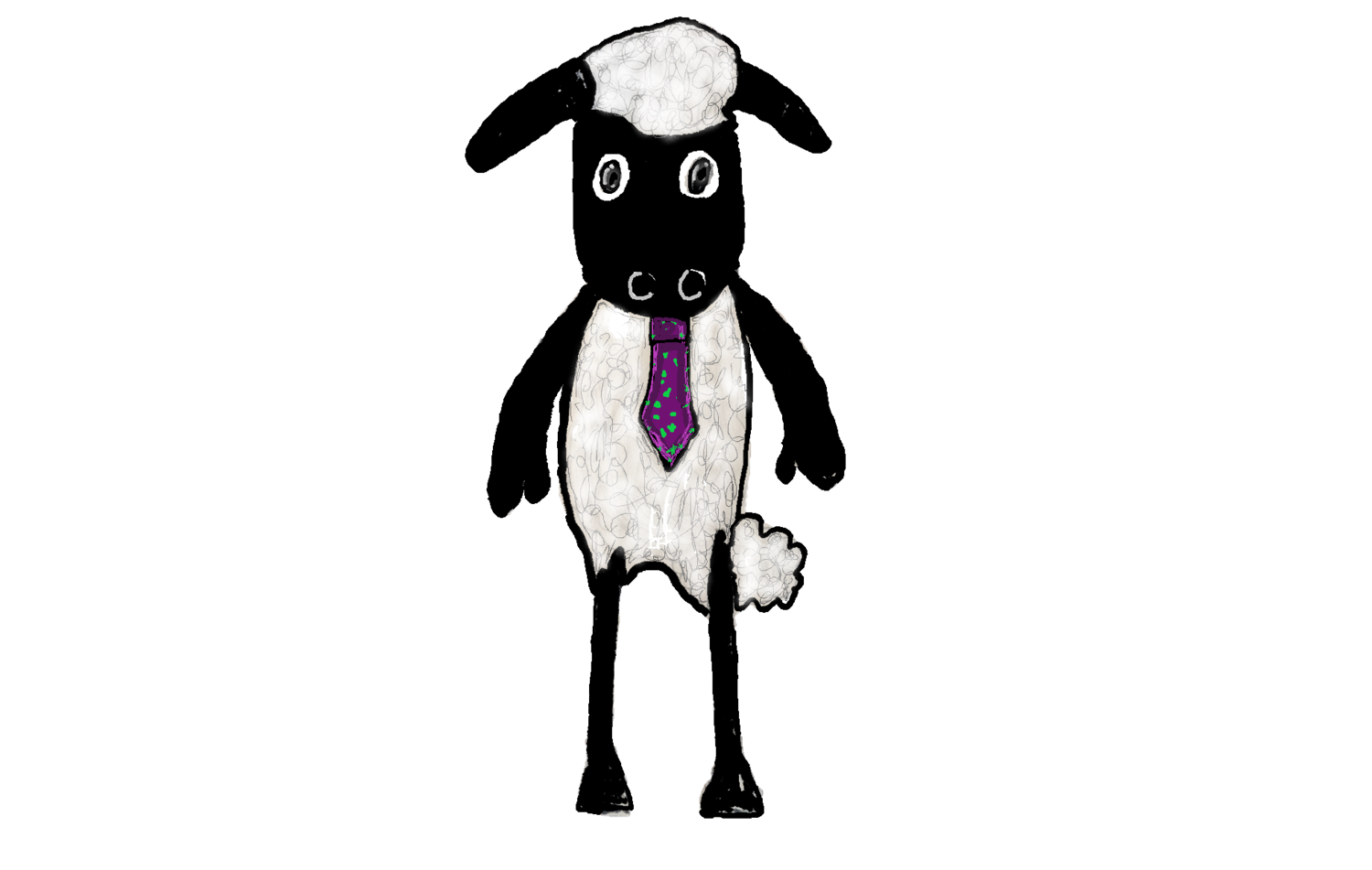 Child's drawing of a sheep wearing a tie